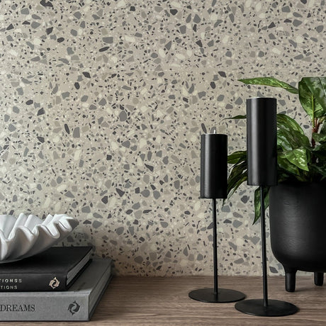 London terrazzo självklibande kacheler – paket med mått och täckning per kachelplatta