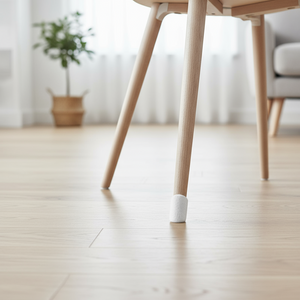 Pakke med hvite filtknott 35 mm brukt som gulvbeskyttelse