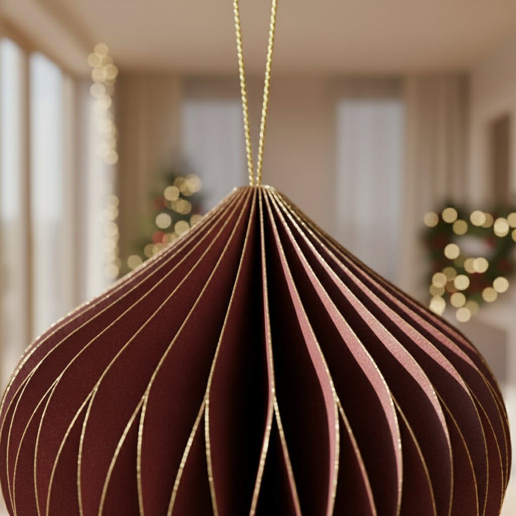 Julekule lilla løkform papir 8 cm