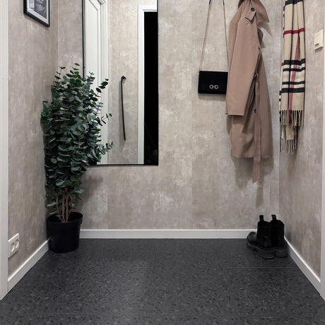 Nærbilde av Venezia terrazzo flis med naturlig spill i overflaten