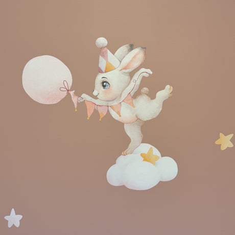 Klistermärke med kanin på moln