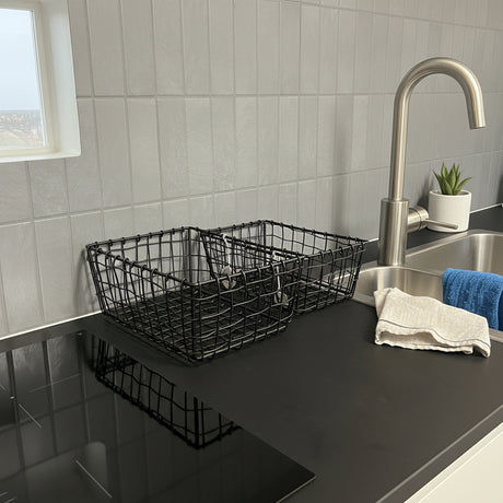 2-pack trådkorg svart metall