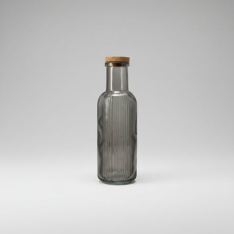 Antrasitt glassflaske 1L med korklokk - dekorativ kjøkkenflaske