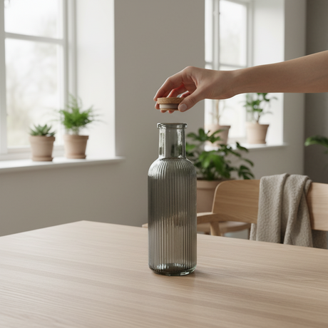 Glassflaske antrasitt 1 Liter 28 cm