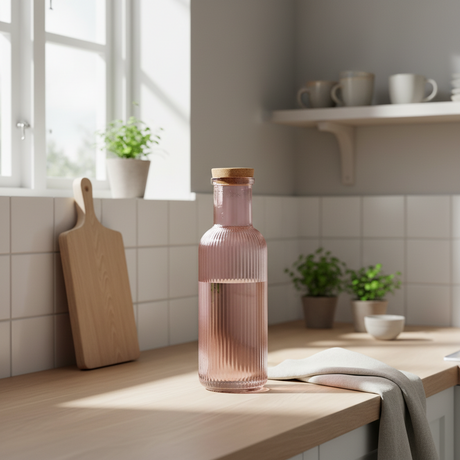 Glassflaske rosa 1 Liter 28 cm