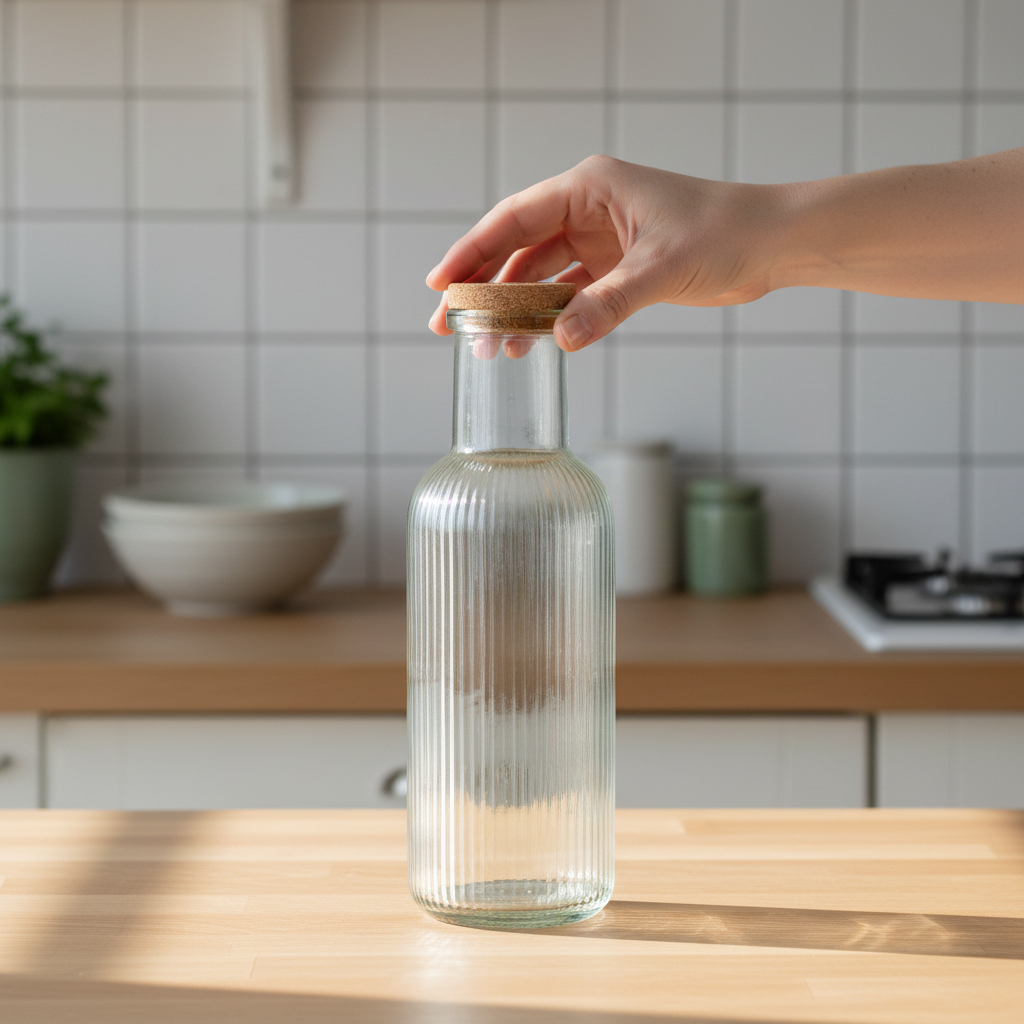 Glassflaske transparent 1 Liter 28 cm