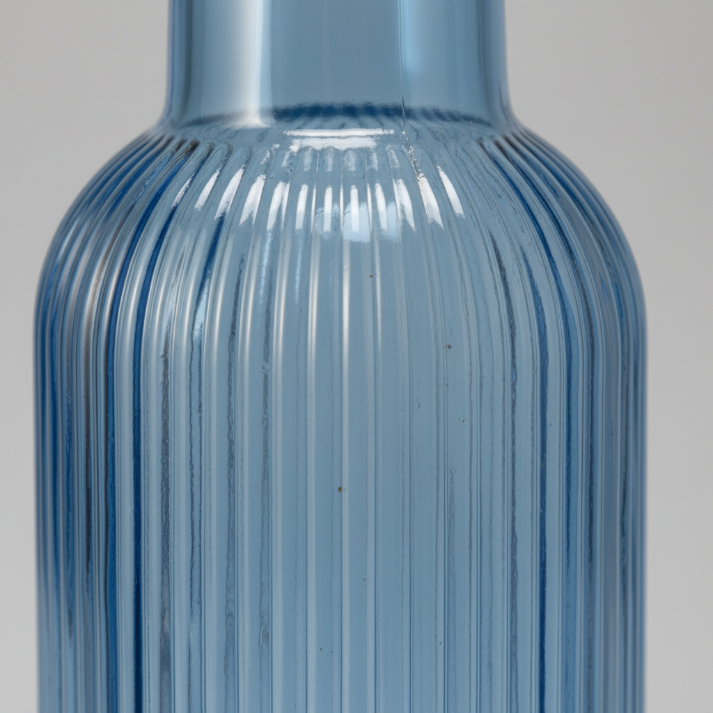 Blå dekorativ glassflaske med korklokk 1 liter