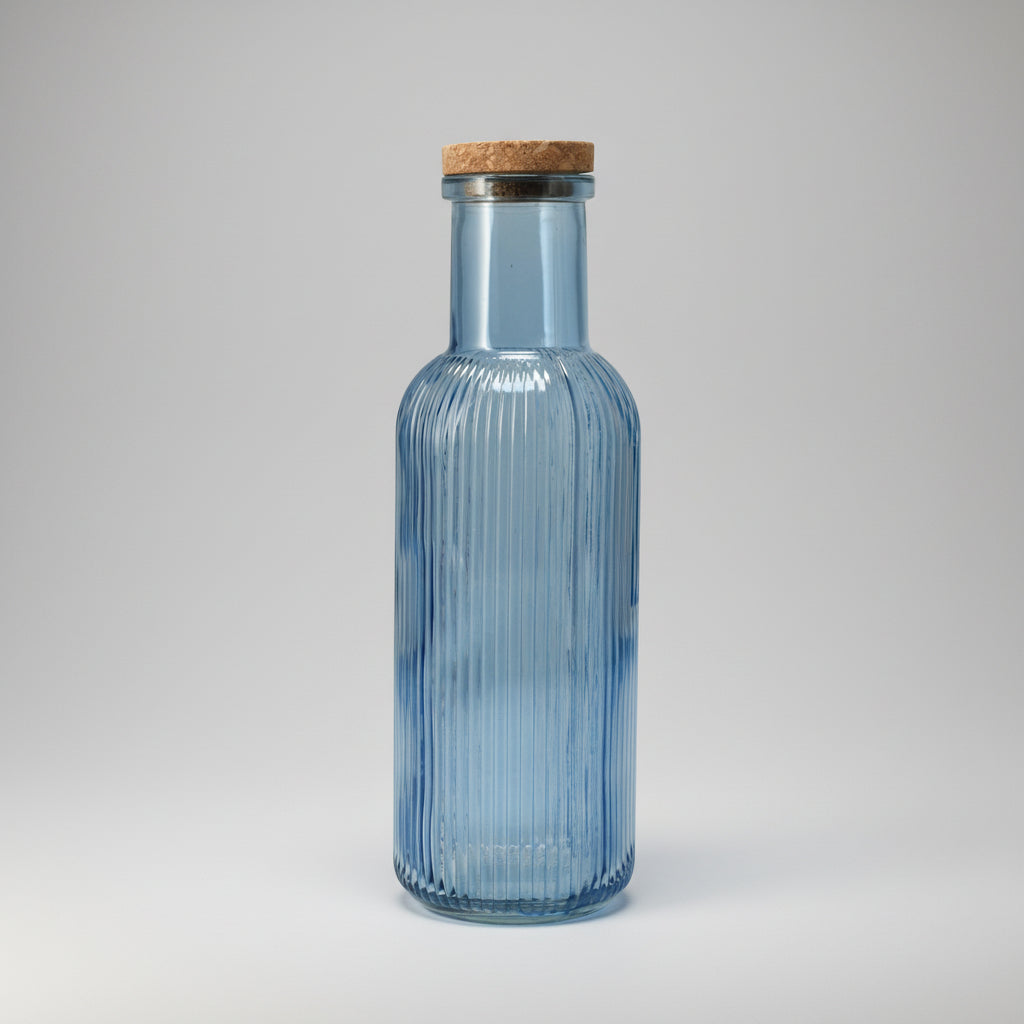 Glassflaske 1 liter blå - elegant vase eller oppbevaringsflaske