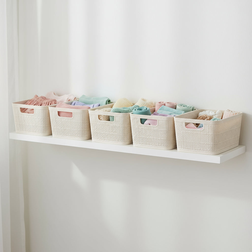 2-pk Oppbevaringskurv sandfarget 25 x 19 x 10 cm