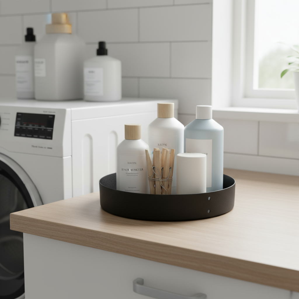 Lazy Susan sort 23 cm til krydder og oljer på kjøkkenet