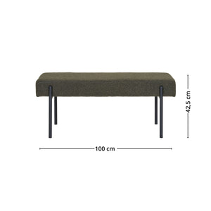 Minimalistisk designbenk i skandinavisk stil med slitesterkt stoff.