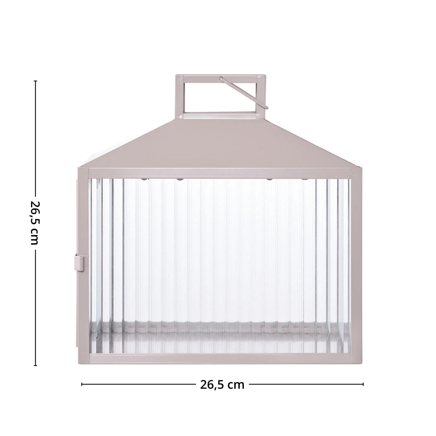 Dekorativ lanterne fra House Nordic med rillede glassvegger og dempet belysning.