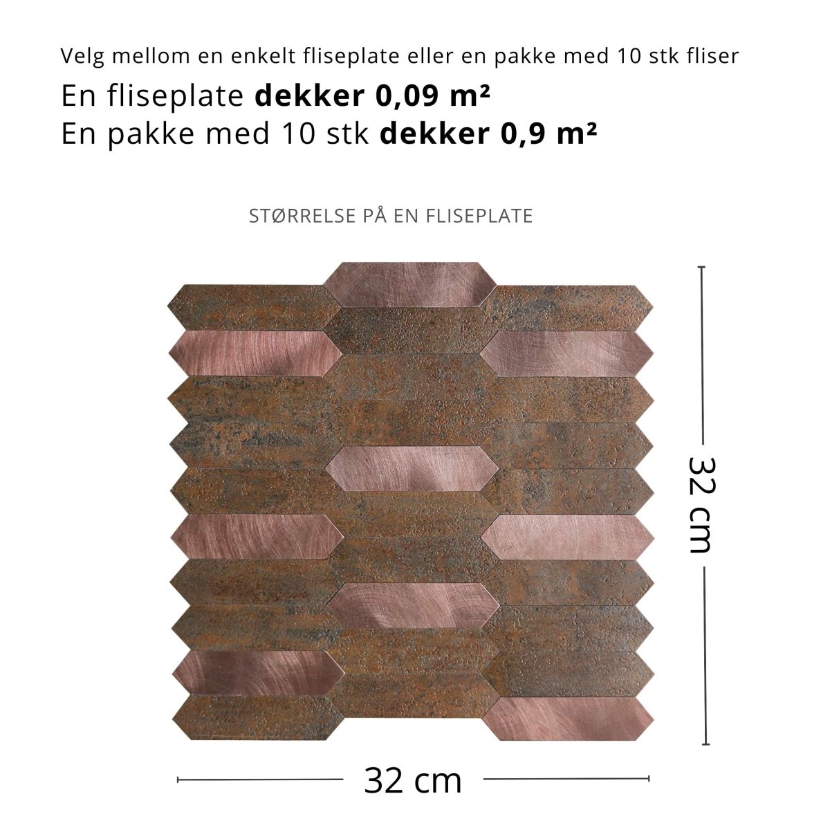 Rosie lang hexagon selvklebende veggfliser - Lindas Dekor