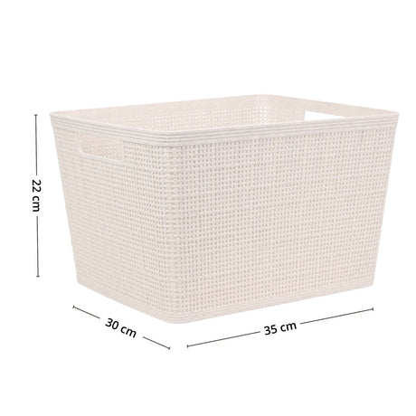 Oppbevaringskurv sandfarget 35 x 30 x 22 cm - Lindas Dekor