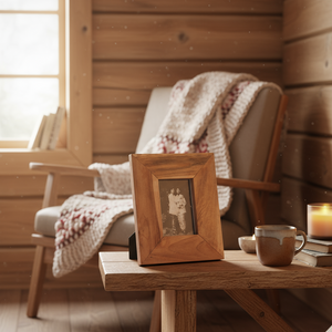 Håndlaget ramme i heltre til foto