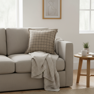 Ullblanding putetrekk med rutemønster i beige