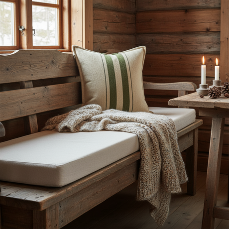 Halvor Bakke pute Vivero i grønne og beige nyanser