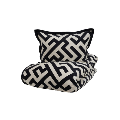 Halvor Bakke Anura sengesett sort og hvitt grafisk mønster