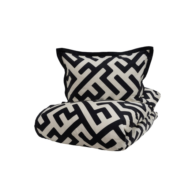 Halvor Bakke Anura sengesett sort og hvitt grafisk mønster