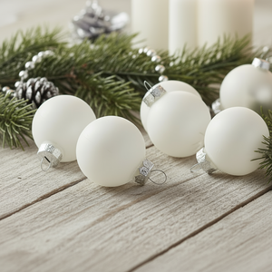 24-pk julekuler i matt hvitt glass 2,5 cm