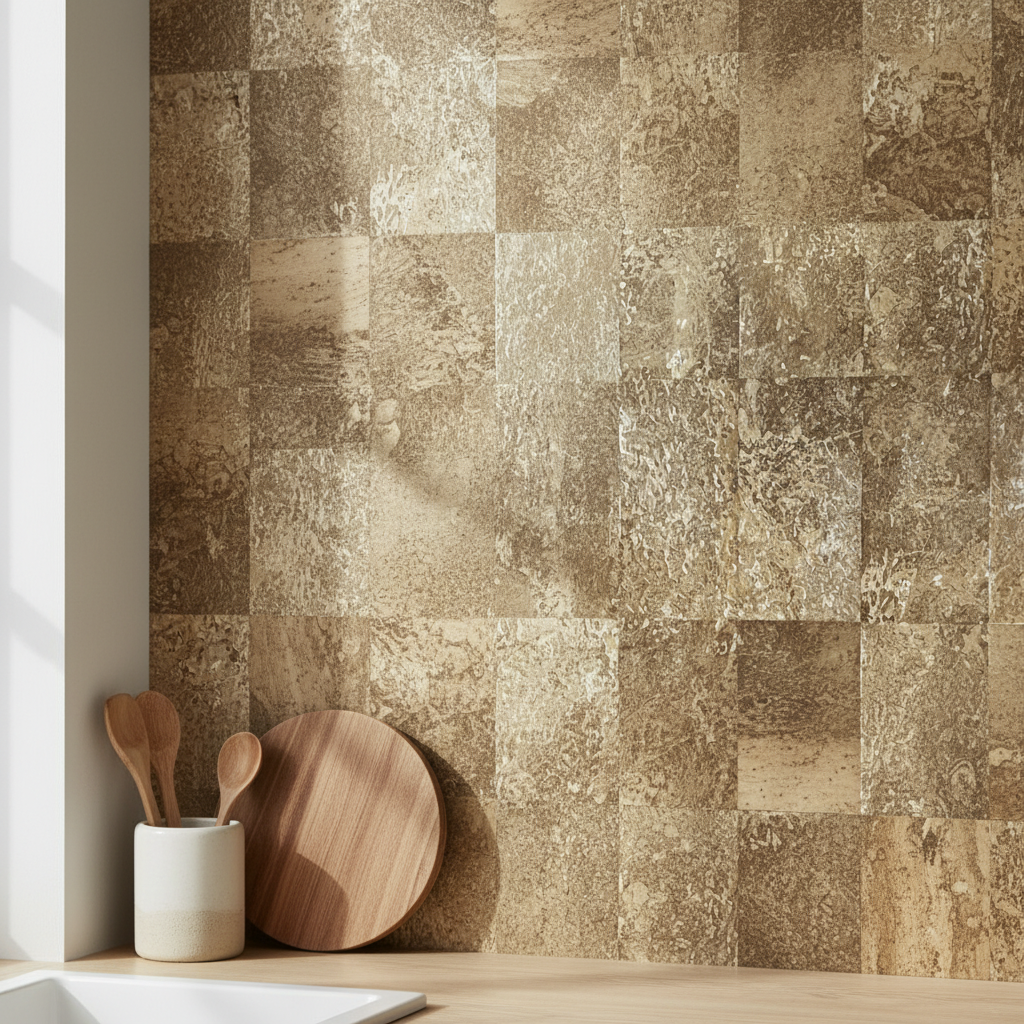 miljbilde med denne kontaktplasten på kjøkkenveggen, en liten firkant er 20 x 10 cm
