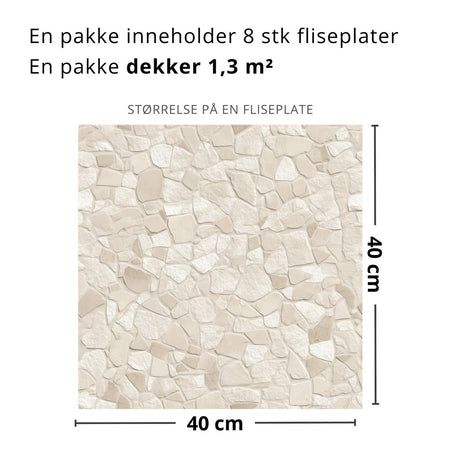 Selvklebende fliser til kjøkken og vaskerom i beige naturstein design