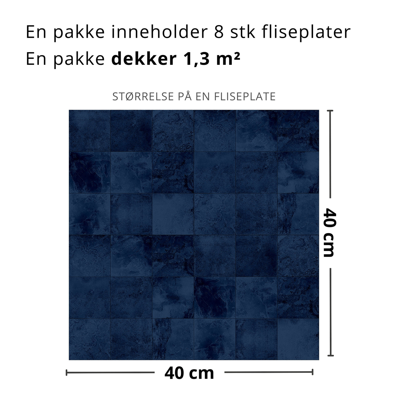 Bodø mørkeblå selvklebende fliser
