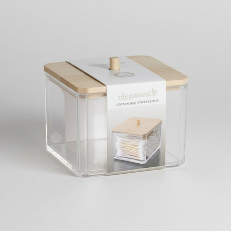 Oppbevaringsboks med bambuslokk 9,5 x 8,5 cm - Lindas Dekor
