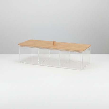 Oppbevaringsboks med lokk - romslig transparent organizer for sminkebord og bad