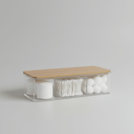 Oppbevaringsboks med bambuslokk pakke 23 x 9,5 x 6,5 cm - Lindas Dekor