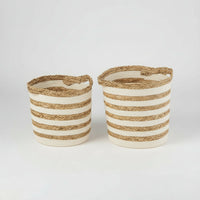 2-pk Oppbevaringskurver Stripet Hvit/Natur