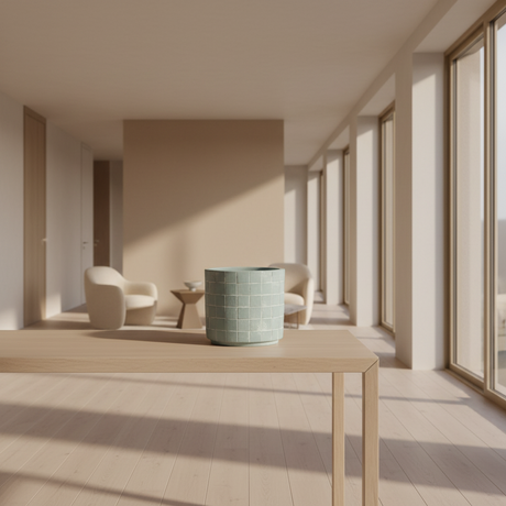 Lyseblå keramikkpotte 12,5 cm, skandinavisk design for innendørs planter