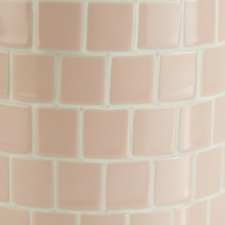 Detaljbilde av rosa keramikkpotte med elegant glansfinish, 12x12 cm detajbilde