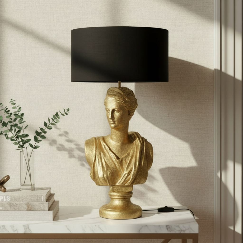 Skulpturlampa guld 72 cm