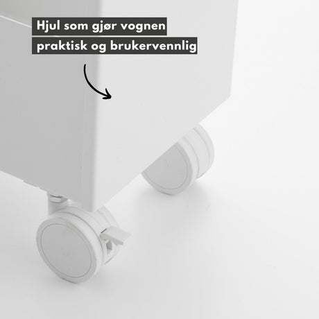 Oppbevaringsvogn på hjul hvit 80,5 x 45,5 cm - Lindas Dekor