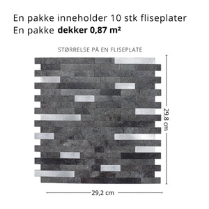 Sten mörkgrå självhäftande väggplattor