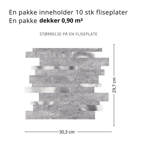 XL veggfliser i lys grå steinstruktur montert på kjøkkenvegg"