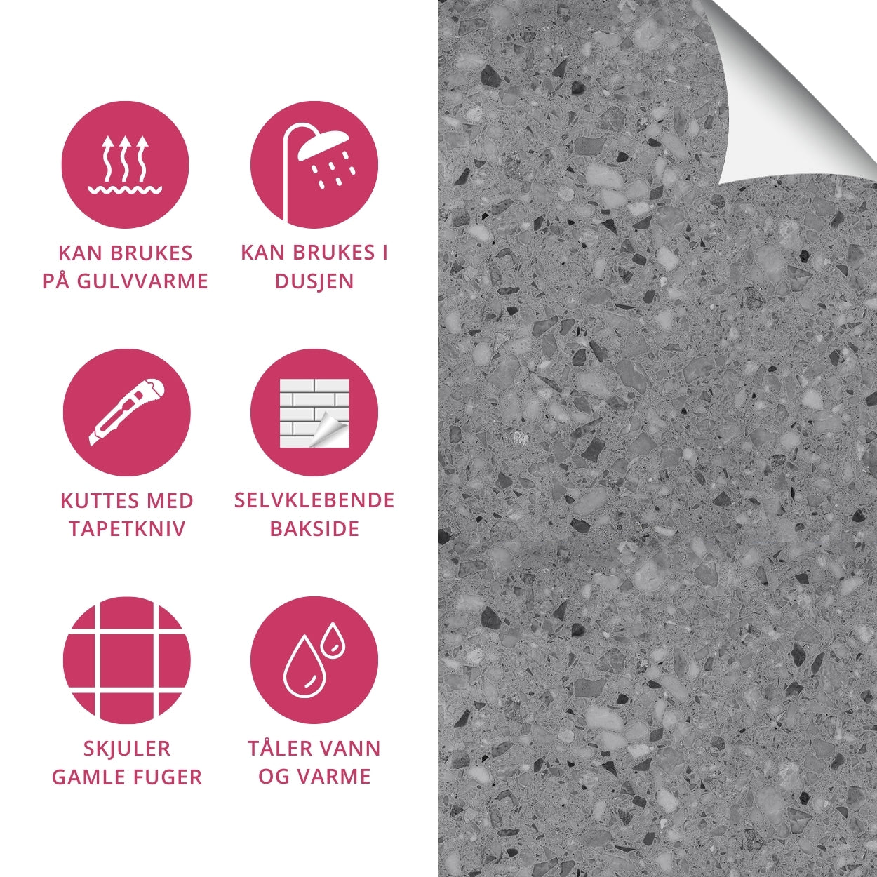 Lisboa Grå selvklebende fliser