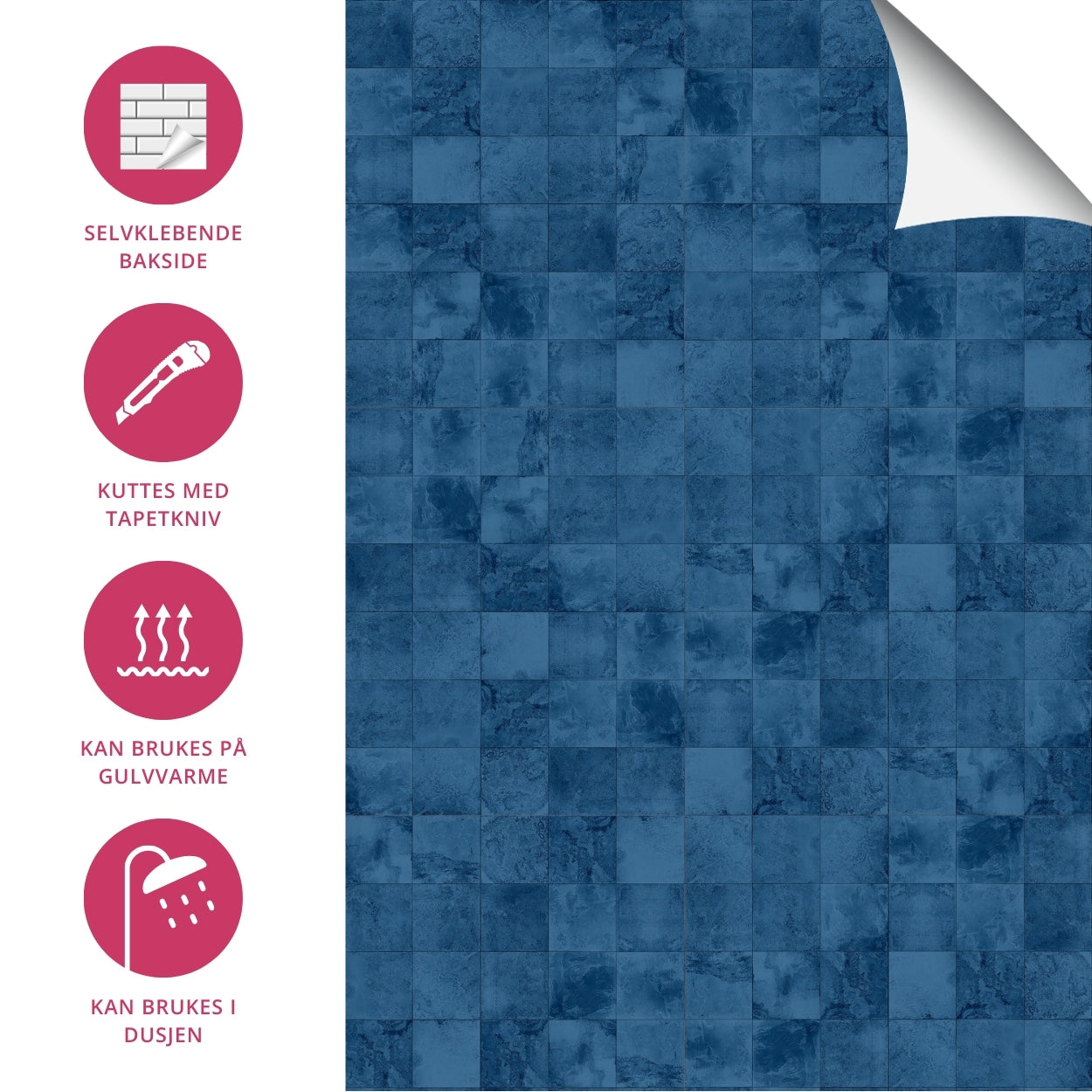 Bodø Blå selvklebende fliser