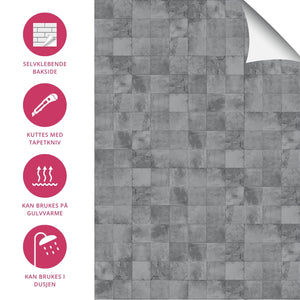 Bodø grå selvklebende fliser