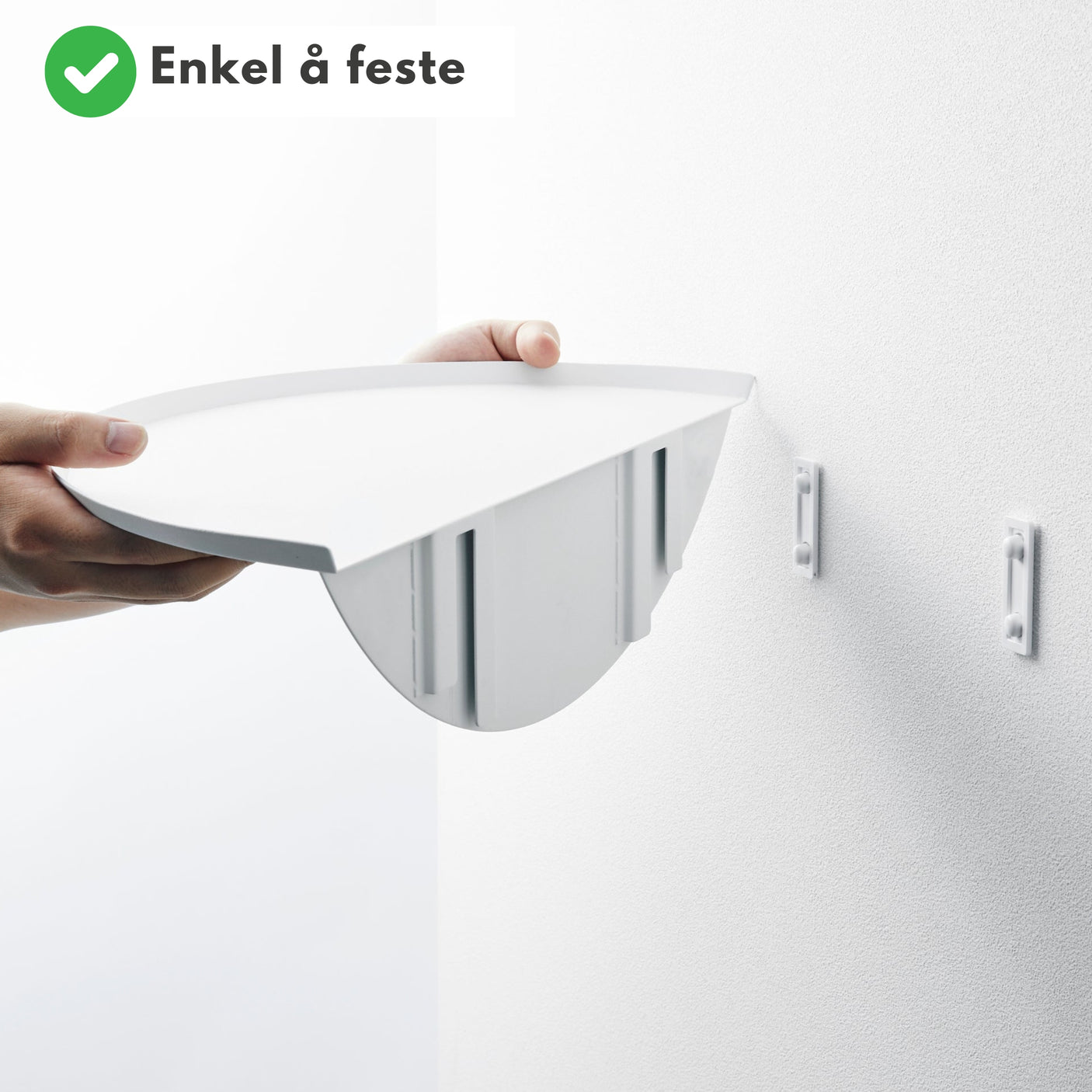 Vegghylle halvrund hvit 40 cm