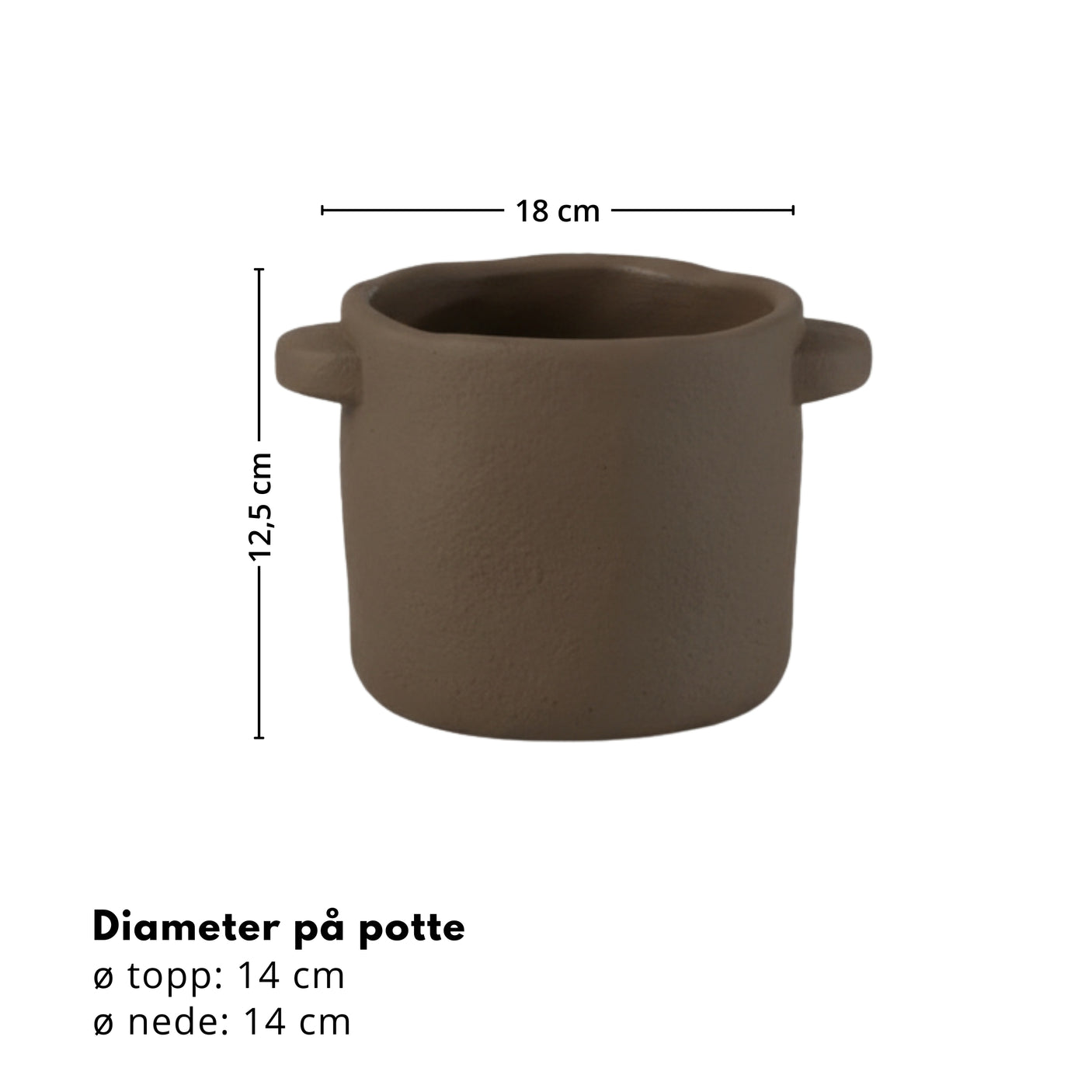 Kruka Cement mörkbrun liten