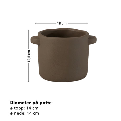 Kruka Cement mörkbrun liten
