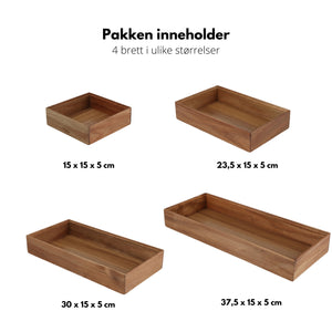 Stabelbar organizer i akasietre med flere rom i skuff