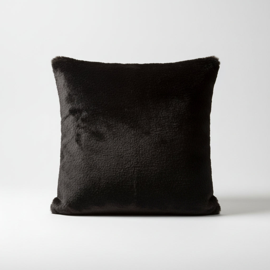 Putetrekk pels sort 50x50cm - myk kunstpels sofapute til stue