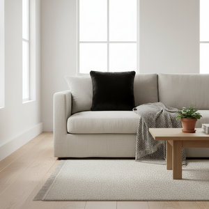 Luksuriøs pels putetrekk sort - 50x50cm sofapute