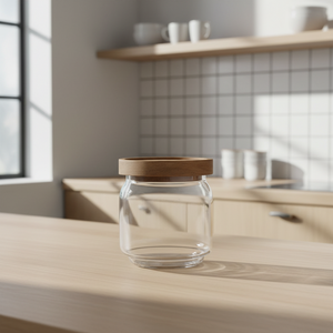 Glasskrukke med trelokk 9 x 10 cm