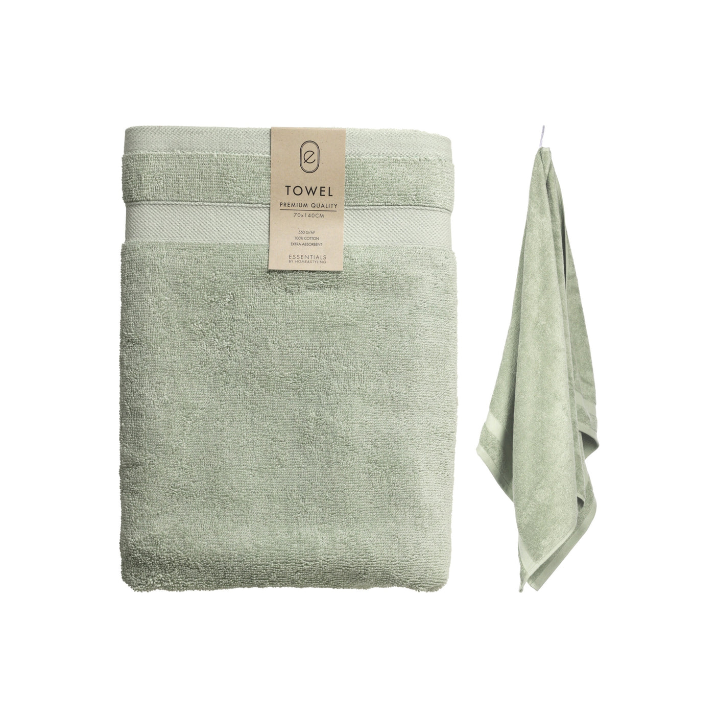 Badehåndkle 70x140cm i lysegrønn 100% bomull 550 gram