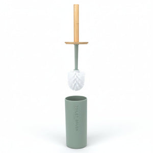 Blå toalettbørste med bambusskaft - slitesterk og kompakt