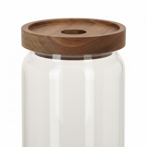 Kjøkkenoppbevaring glass og tre - 1,5 liter glasskrukke med lokk"
